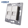 Herstellung Livolo Grau Steckdose Zubehör 2-fach Telefonbuchse RJ11 / Outlet VL-C7-2T-15